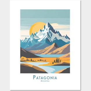 Majestic Patagonia Sunrise Vintage Travel Poster Posters and Art